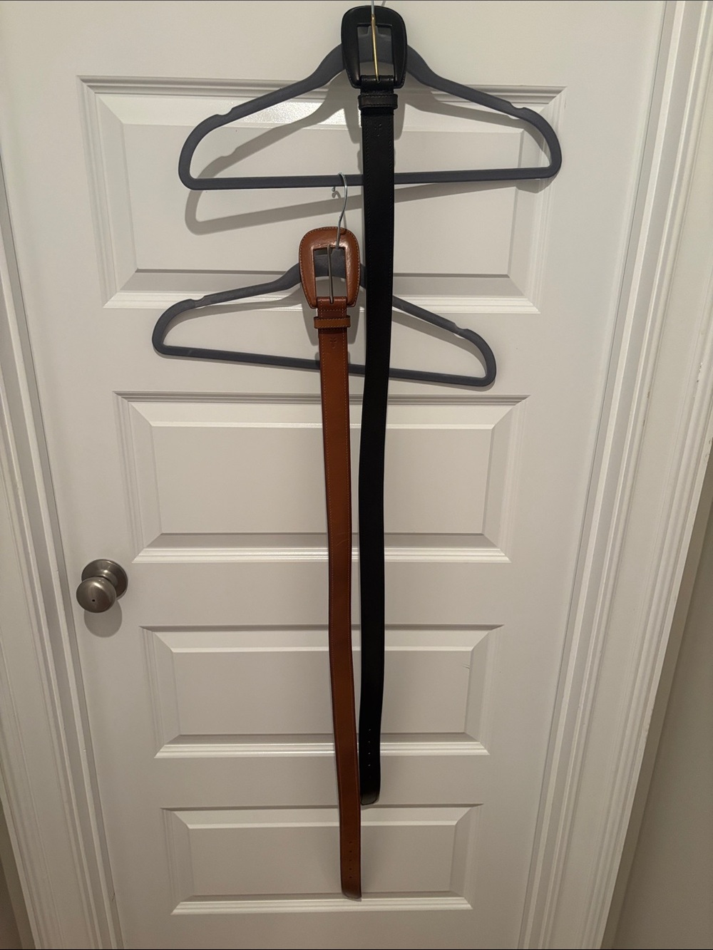 Frye Two-Tone Leather Belt Set in Brown and Black